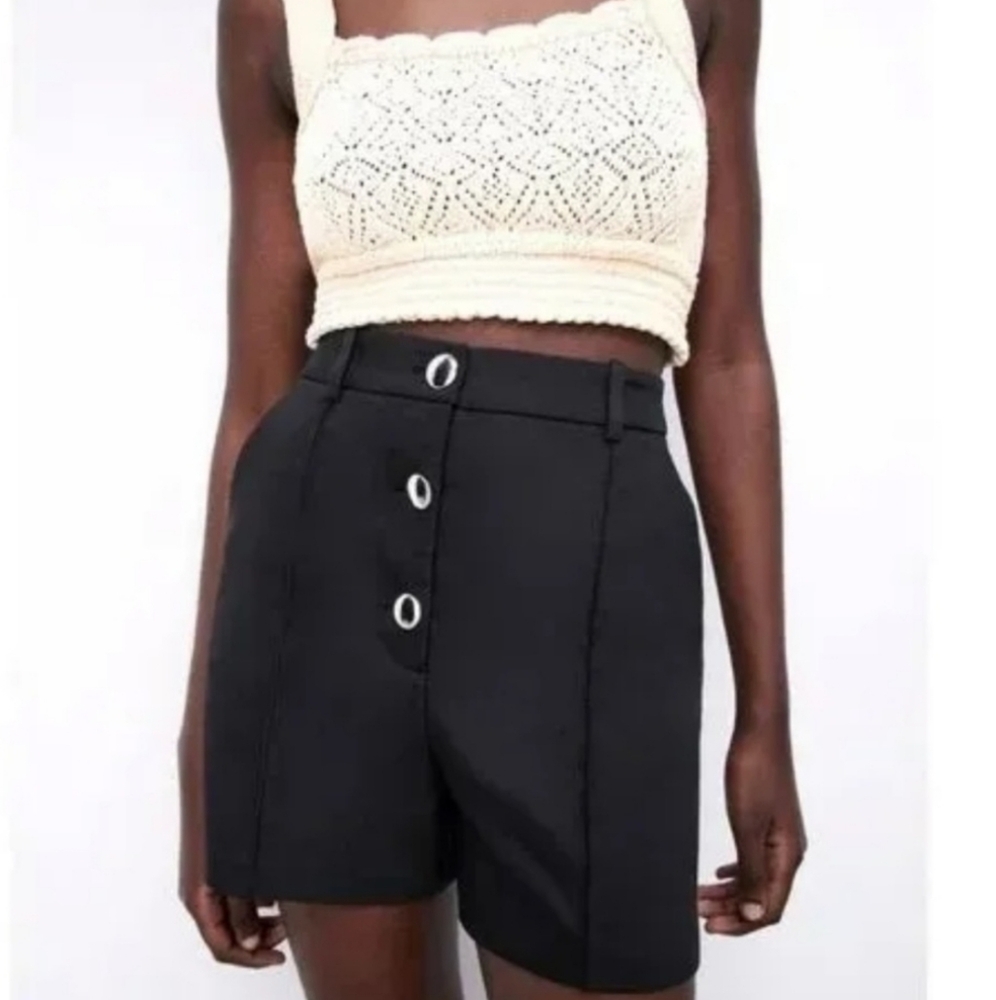 Zara Black High Waist Women's Shorts